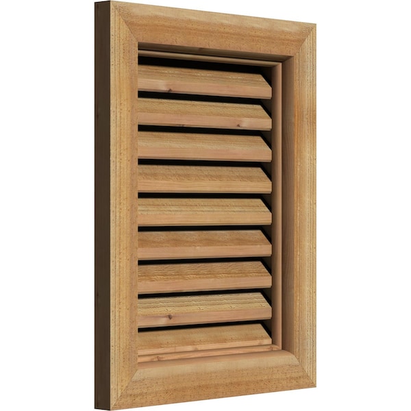 Vertical Gable Vent Functional, Western Red Cedar Gable Vent W/ Brick Mould Face Frame, 14W X 34H